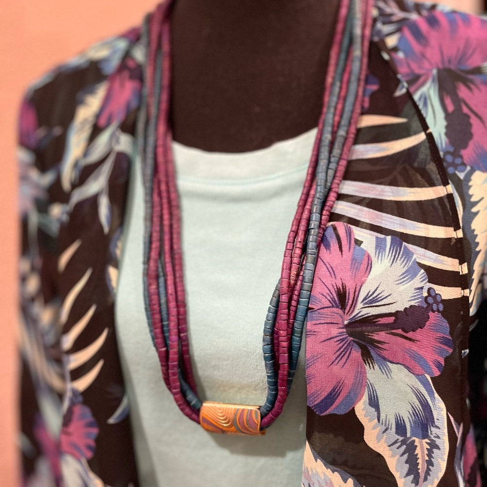 N207 Multicolor Beaded Necklace 925 closure